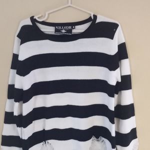 Black/white striped sweater (size small)